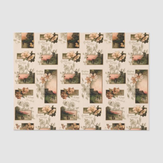 Rustikale Weihnachtsdörfer mit Blume Seidenpapier (Vorderseite)