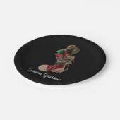 Rustikale Weihnachtsdruckplatte für Strümpfe Pappteller (Schrägansicht)