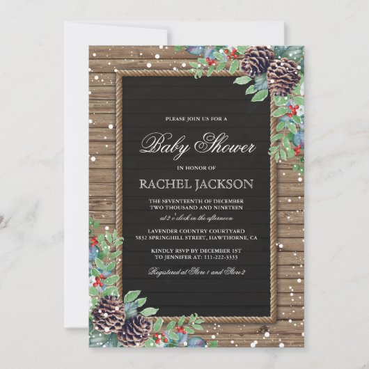 Rustikale Weihnachtsdusche Einladung (Vorderseite)