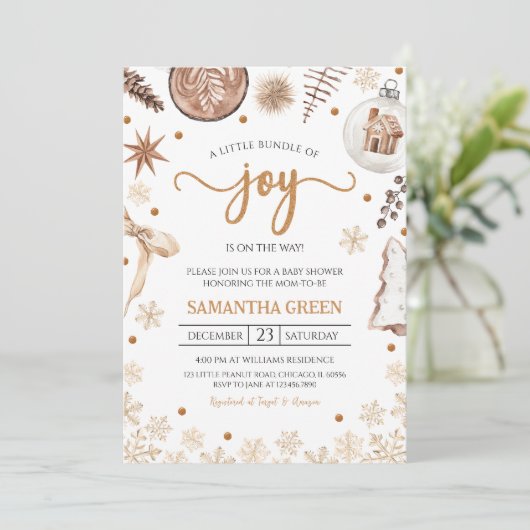 Rustikale Weihnachtsdusche Einladung (Stehend Vorderseite)