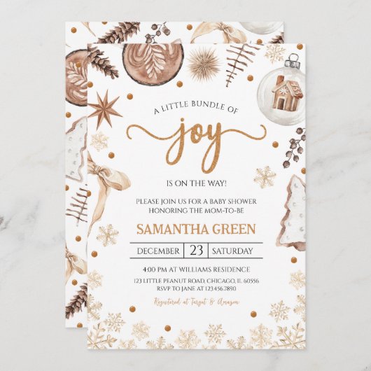 Rustikale Weihnachtsdusche Einladung (Vorne/Hinten)