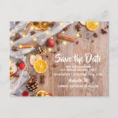 Rustikale Weihnachtsfeier Ankündigungspostkarte (Vorderseite)