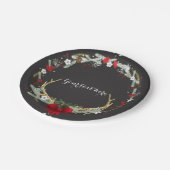 Rustikale Weihnachtsfeier Antler Wreath Holiday Pa Pappteller (Schrägansicht)