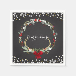 Rustikale Weihnachtsfeier Antler Wreath Holiday Pa Serviette