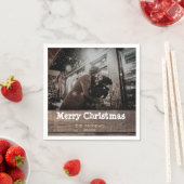 Rustikale Weihnachtsfeier aus Holz Foto Serviette (Beispiel)