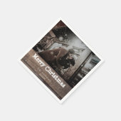 Rustikale Weihnachtsfeier aus Holz Foto Serviette (Ecke)