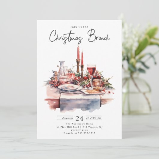 Rustikale Weihnachtsfeier Einladung (Stehend Vorderseite)