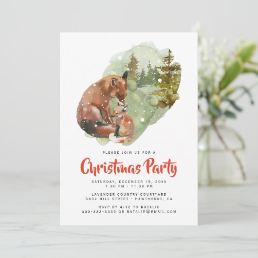 Rustikale Weihnachtsfeier Einladung (Stehend Vorderseite)