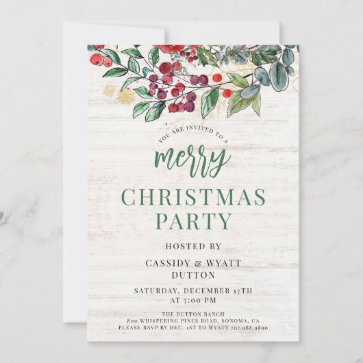 Rustikale Weihnachtsfeier Einladung (Vorderseite)