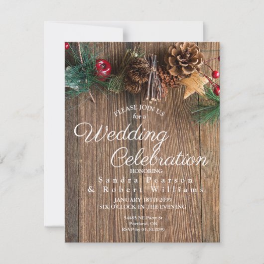 Rustikale Weihnachtsfeier Einladung (Vorderseite)