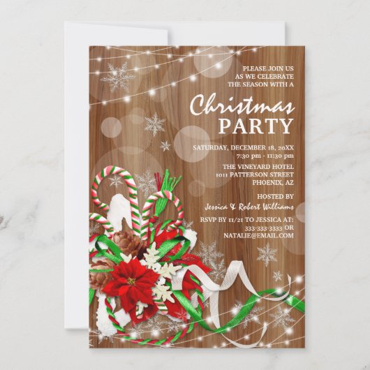 Rustikale Weihnachtsfeier Einladung (Vorderseite)