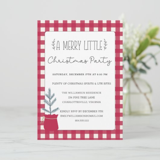 Rustikale Weihnachtsfeier Einladung (Stehend Vorderseite)