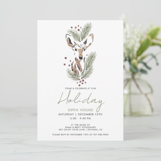 Rustikale Weihnachtsfeier Einladung (Stehend Vorderseite)