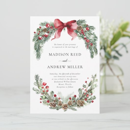 Rustikale Weihnachtsfeier Einladung (Stehend Vorderseite)