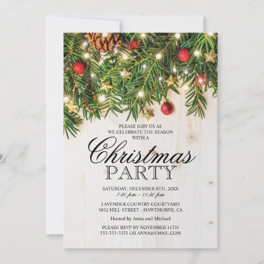 Rustikale Weihnachtsfeier Einladung (Vorderseite)