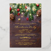 Rustikale Weihnachtsfeier Folieneinladung (Vorderseite)