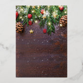 Rustikale Weihnachtsfeier Folieneinladung (Rückseite)