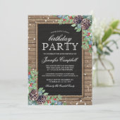 Rustikale Weihnachtsfeier Geburtstagsparty Einladung (Stehend Vorderseite)