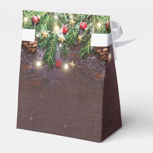 Rustikale Weihnachtsfeier Geschenkschachtel (Rückseite)