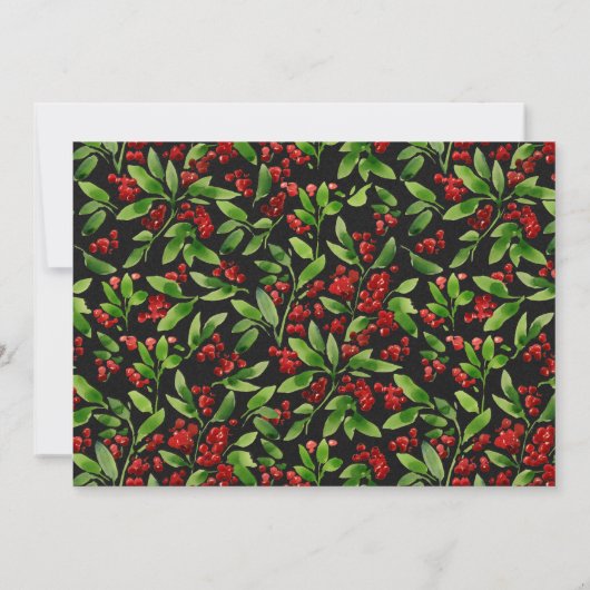 Rustikale Weihnachtsfeier Grün Schwarz Einladung (Rückseite)