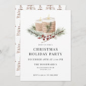 Rustikale Weihnachtsfeier in moderner Wasserfarbe Einladung (Vorne/Hinten)