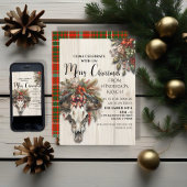 Rustikale Weihnachtsfeier mit Kuhschädel Einladung