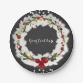 Rustikale Weihnachtsfeier Pappteller (Vorderseite)