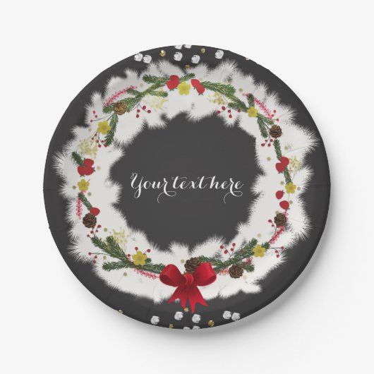 Rustikale Weihnachtsfeier Pappteller (Vorderseite)