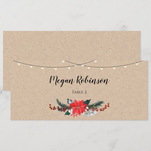 Rustikale Weihnachtsfeier Platzkarte (Vorne/Hinten)