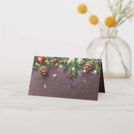 Rustikale Weihnachtsfeier Platzkarte (Rückseite)