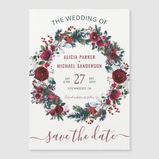 Rustikale Weihnachtsfeier retten das Datum Magneteinladung (Vorderseite)