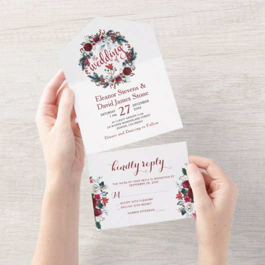 Rustikale Weihnachtsfeier RSVP All In One Einladung (Abreißen)