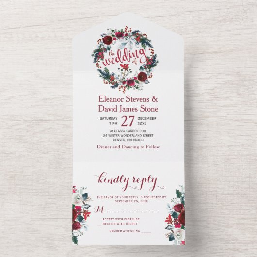 Rustikale Weihnachtsfeier RSVP All In One Einladung (Innen Boden)