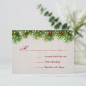 Rustikale Weihnachtsfeier RSVP Tree Lights & Ribbo (Stehend Vorderseite)