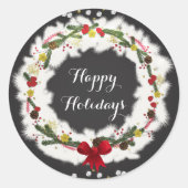 Rustikale Weihnachtsfeier Runder Aufkleber (Vorderseite)