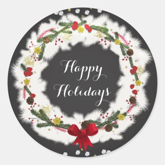 Rustikale Weihnachtsfeier Runder Aufkleber (Vorderseite)