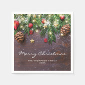 Rustikale Weihnachtsfeier Serviette (Vorderseite)