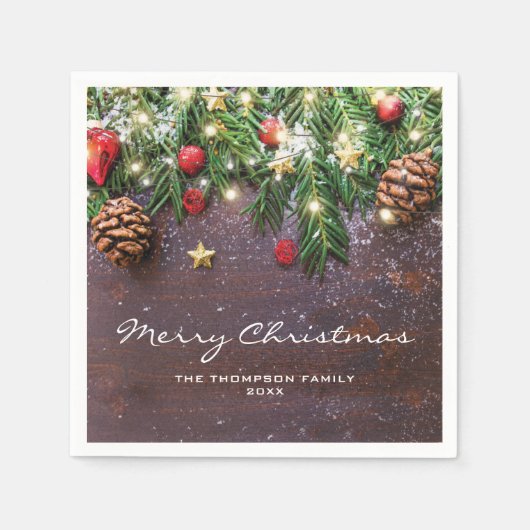 Rustikale Weihnachtsfeier Serviette (Vorderseite)