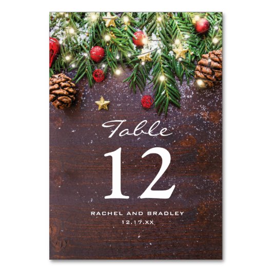 Rustikale Weihnachtsfeier-Tischnummer Tischnummer (Vorderseite)