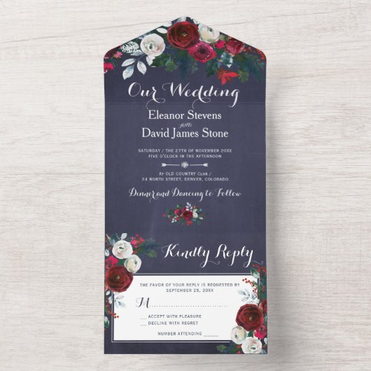 Rustikale Weihnachtsfeier UAWG All In One Einladung (Innen Boden)