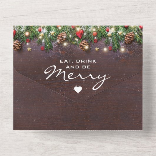 Rustikale Weihnachtsfeier UAWG All In One Einladung (Rückseite)