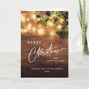 Rustikale Weihnachtsfeier Unternehmens Mistelzweig Feiertagskarte