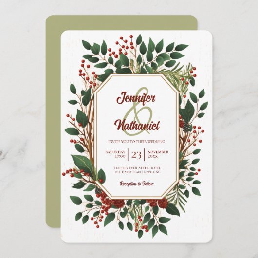 Rustikale Weihnachtsfeiertage Einladung (Vorne/Hinten)