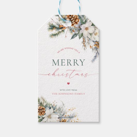 Rustikale Weihnachtsfeiertage mit weißer Pine Geschenkanhänger (Vorderseite)