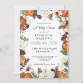 Rustikale Weihnachtsferien Kinderdusche Citrus Pin Einladung (Vorderseite)