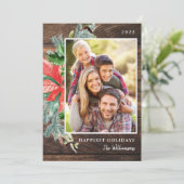 Rustikale Weihnachtsfolienkarte Foto Feiertagskarte (Stehend Vorderseite)