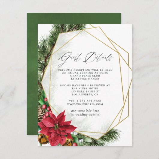 Rustikale Weihnachtsgeometrie für Hochzeitsgäste D Begleitkarte (Vorne/Hinten)