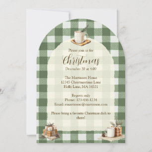 Rustikale Weihnachtsgeschenke Tasse Green Gingham  Einladung