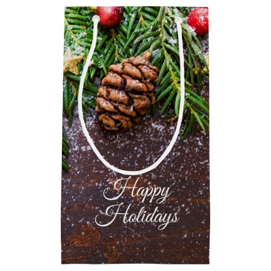 Rustikale Weihnachtsgeschenktasche Kleine Geschenktüte (Vorderseite)