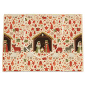 Rustikale Weihnachtsgeschenktasche mit Krippenszen Große Geschenktüte (Vorderseite)